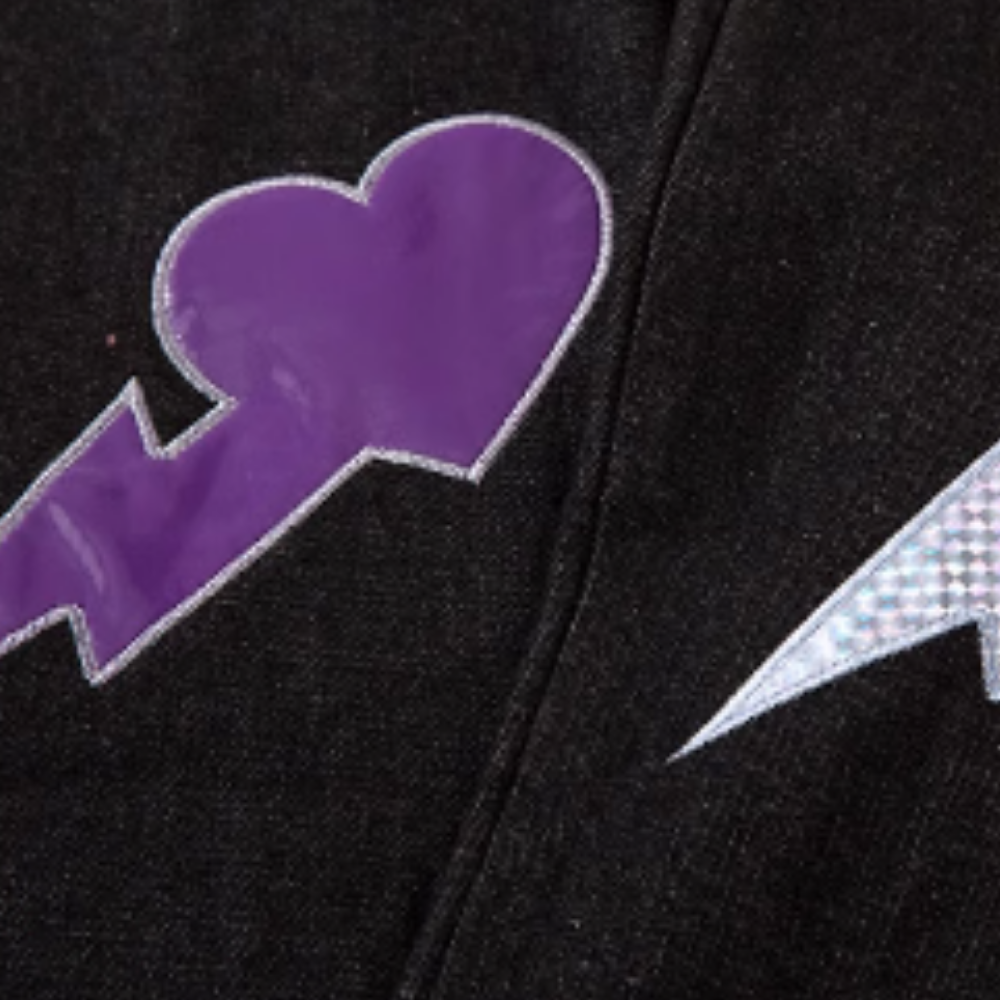 DF| Shiny Heart Letter Patch Jeans