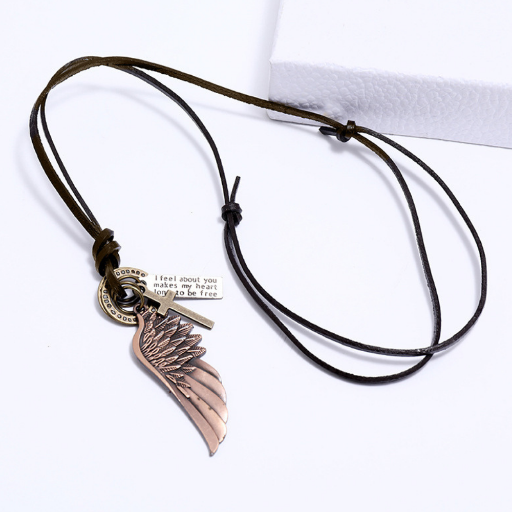 Wing Pull Leather Necklace