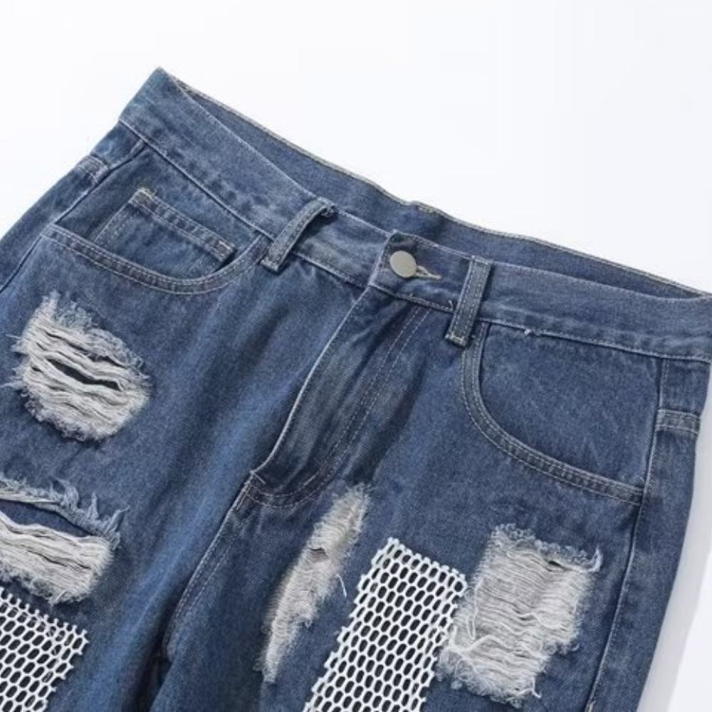 Hip Hop Ripped Mesh Jeans
