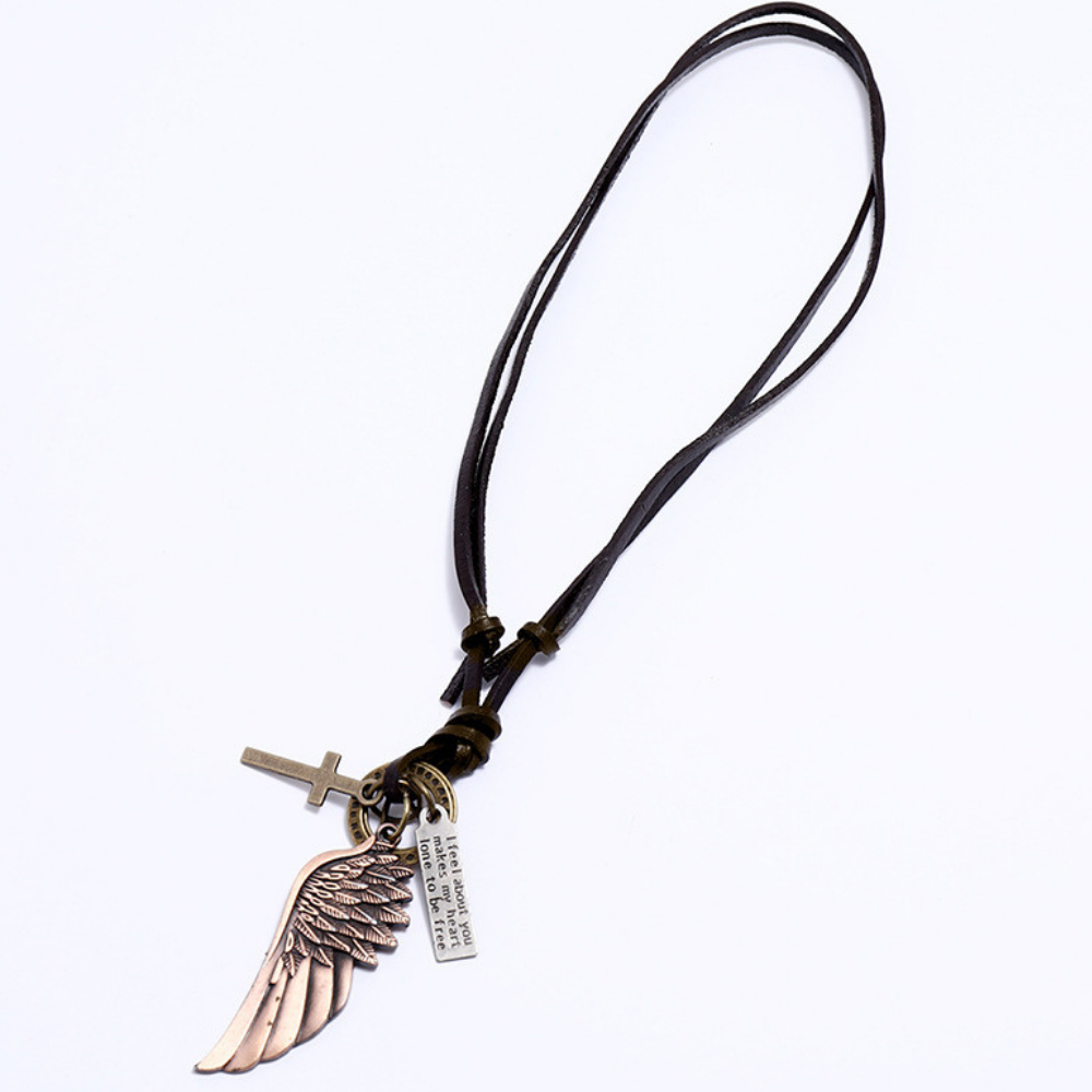 Wing Pull Leather Necklace
