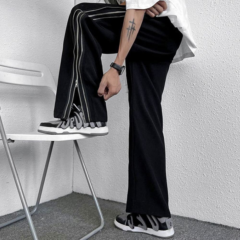 High street Straight Zipper Sweatpants