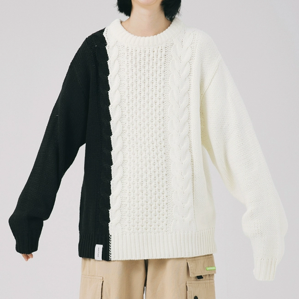 Colorblock  Twist Knit Sweater