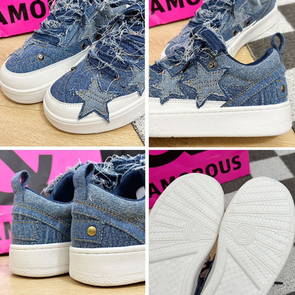 Retro Denim Patch Star Shoes