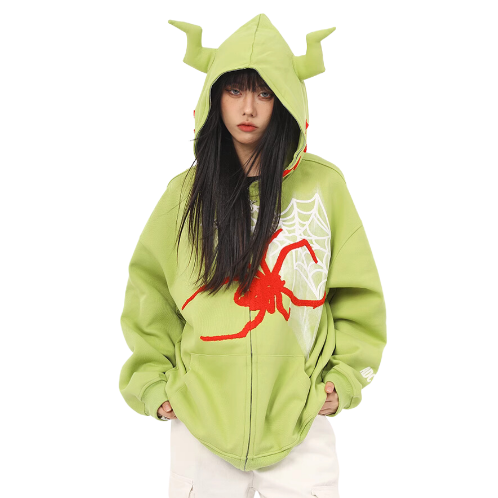 Monster Spider Letter Embroidered Hoodie