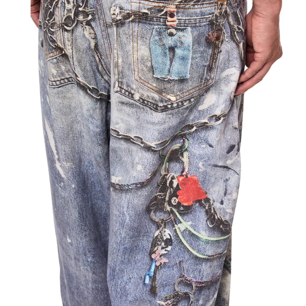 DF | Tie-Dye Chain Digital Print Jeans