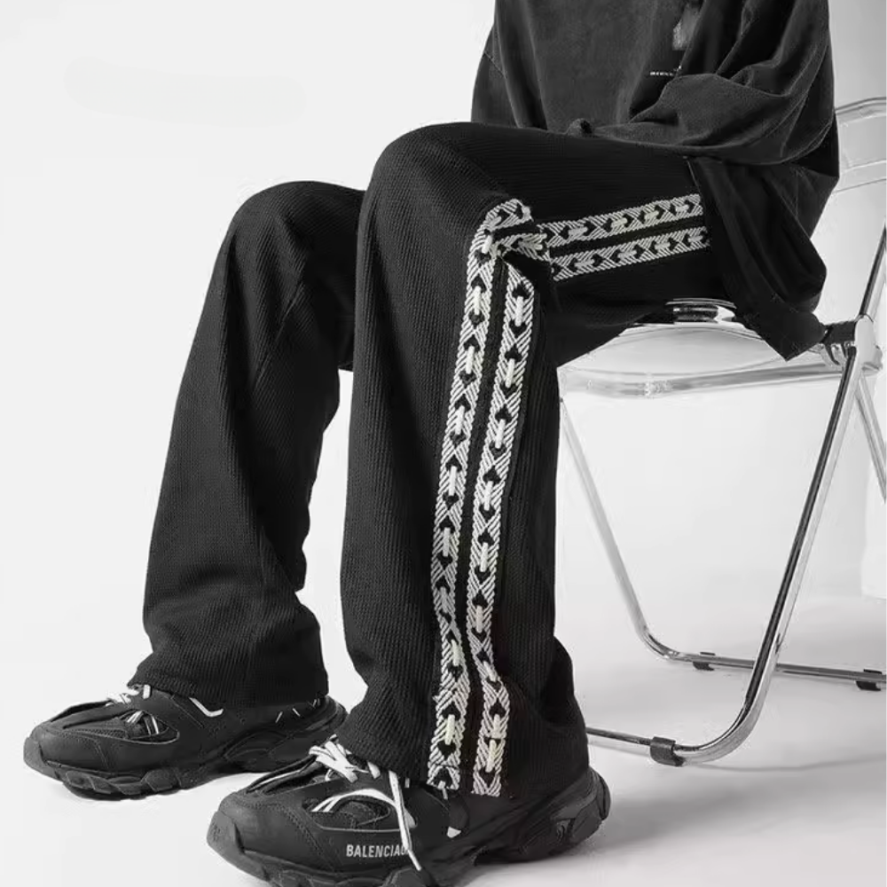 Retro Side Braided Drawstring Sweatpants