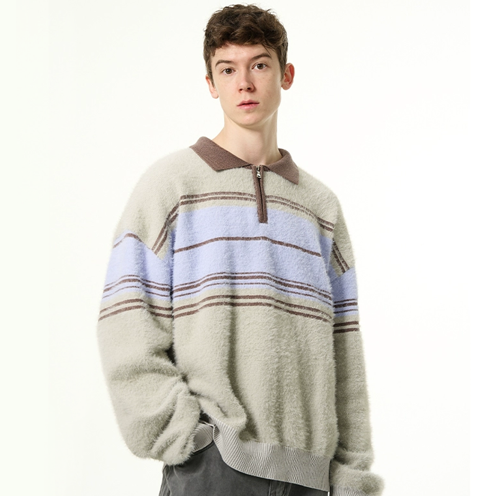 American Faux Mink Polo Sweater