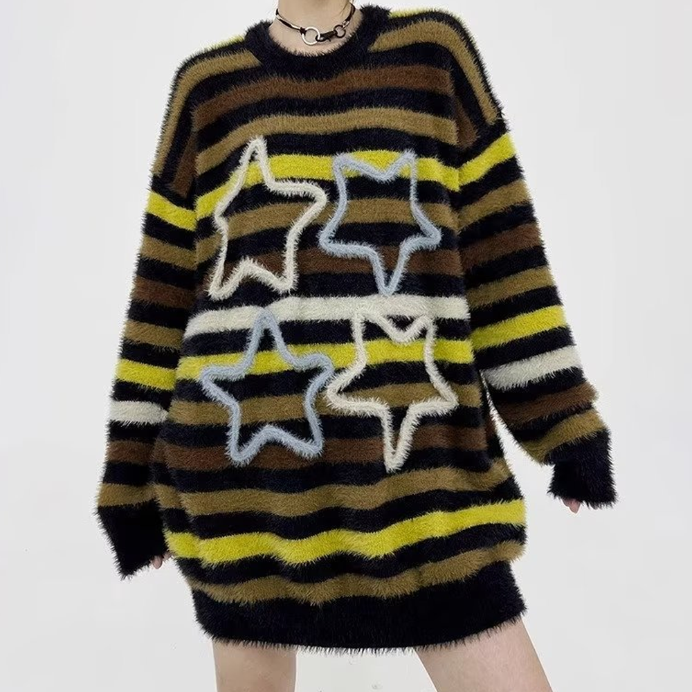 Retro Striped Stars Sweater