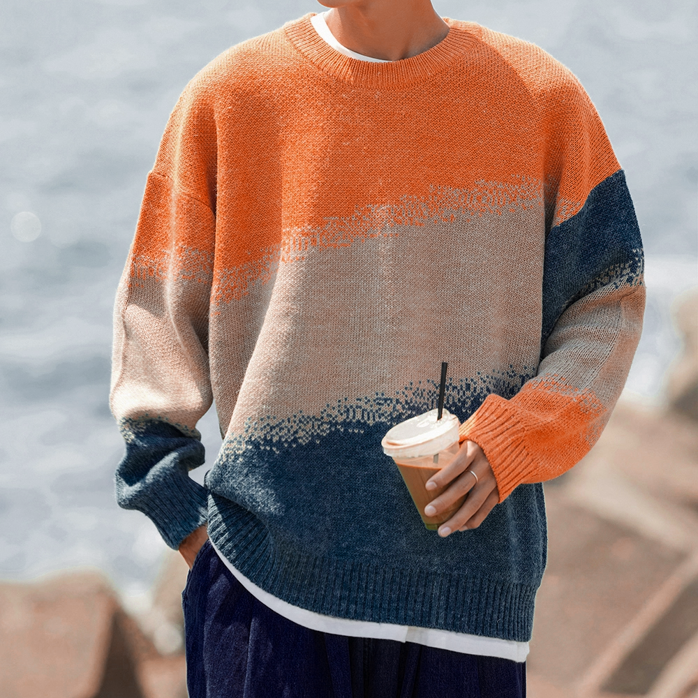 Japanese  Contrast Color Large Size Sweater