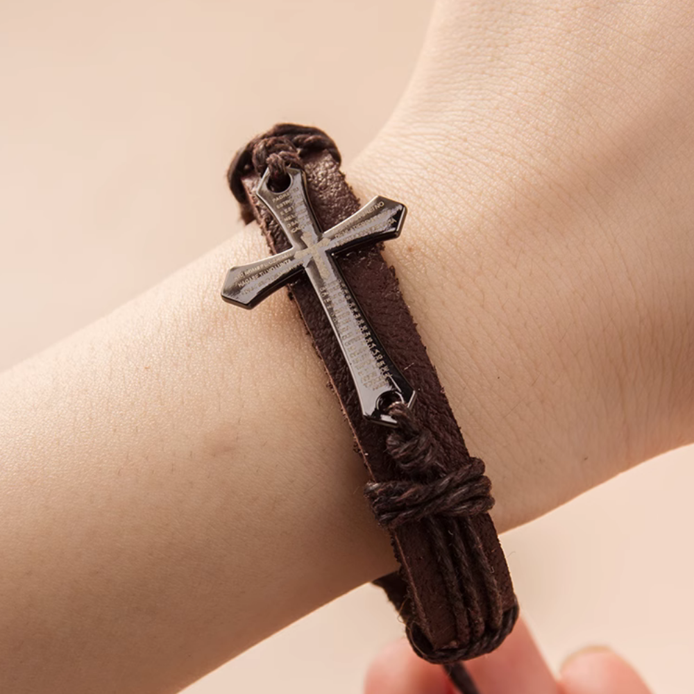 Retro Cross Leather Bracelet