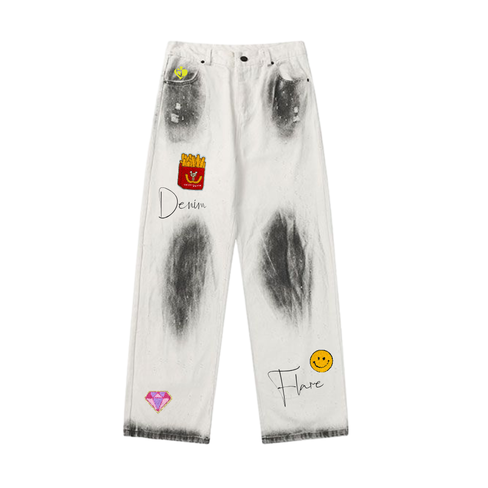 DF| Tie-Dye Keep Smiling Patch Jeans