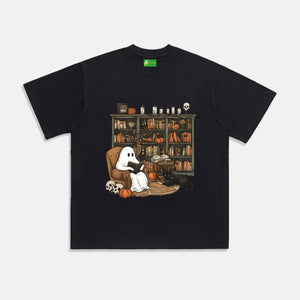 AG Halloween Cute Ghost Who Loves To Read Books T-Shirt