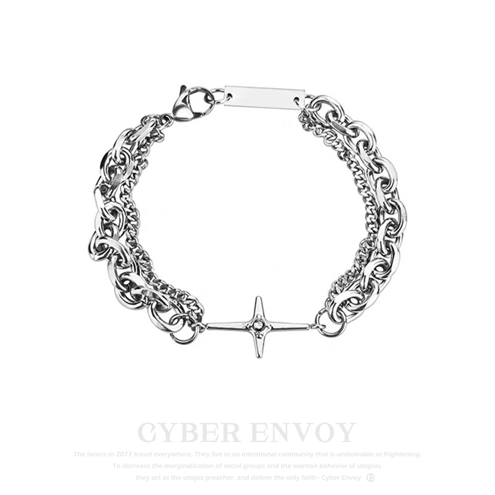 Cyber Envoy | Cross Star-studded Bracelet