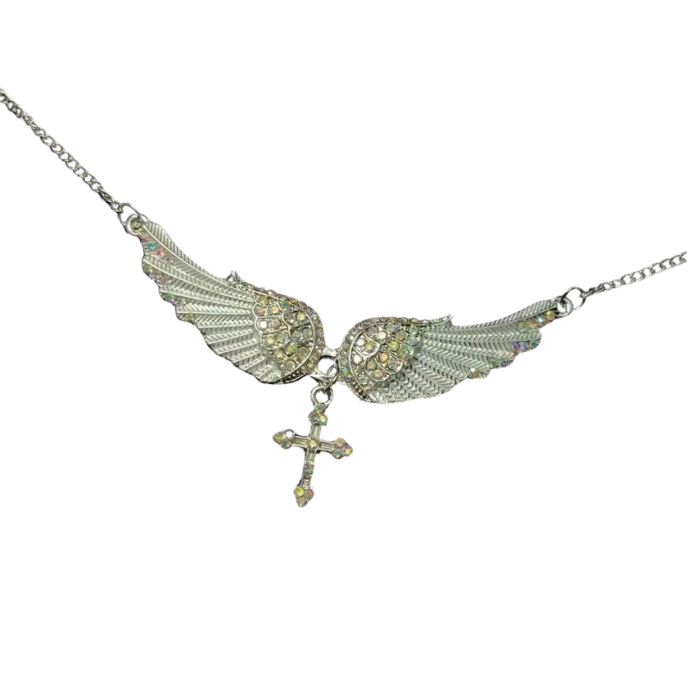LoopStone Heaven's Wings Pendant – Angel Cross Necklace