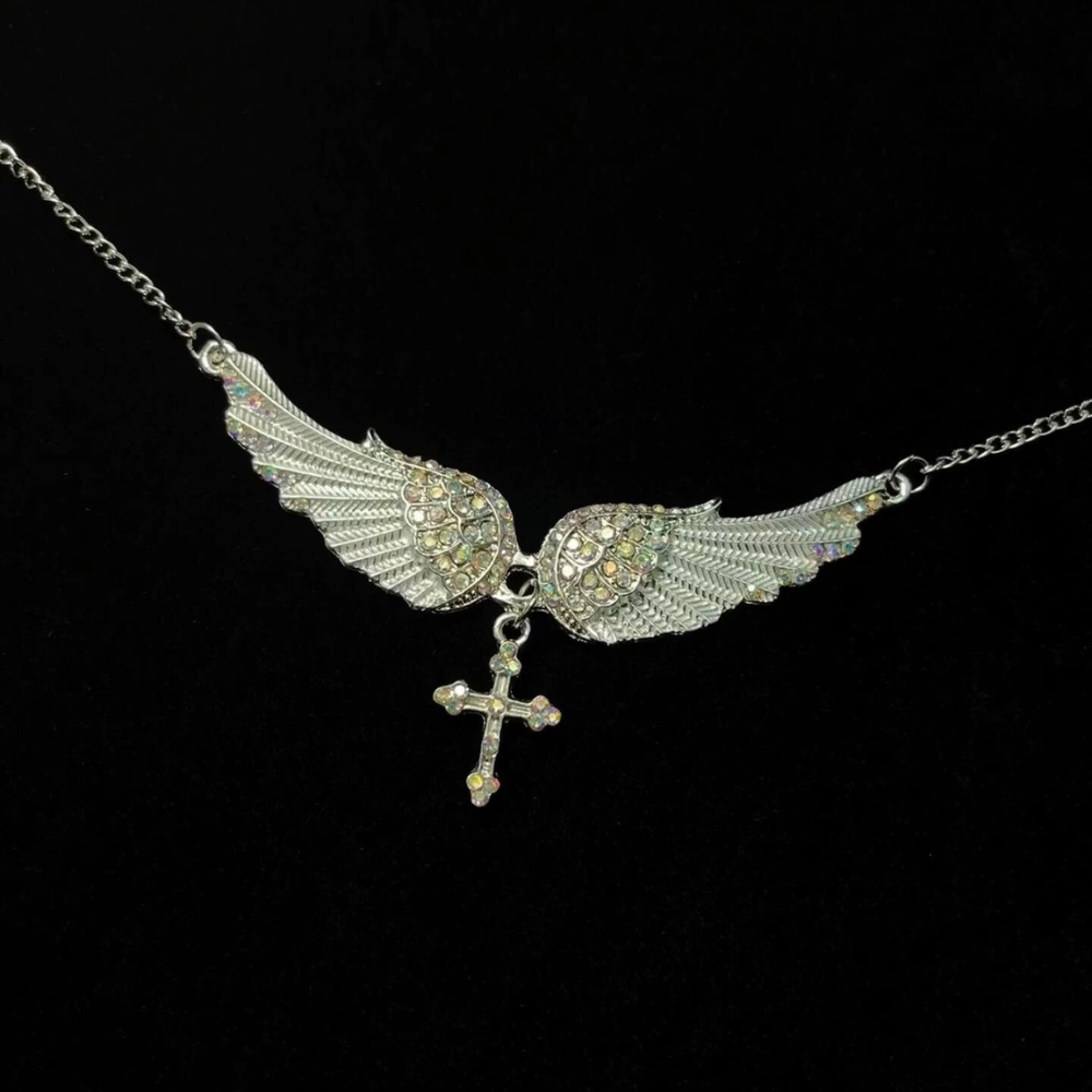 LoopStone Heaven's Wings Pendant – Angel Cross Necklace