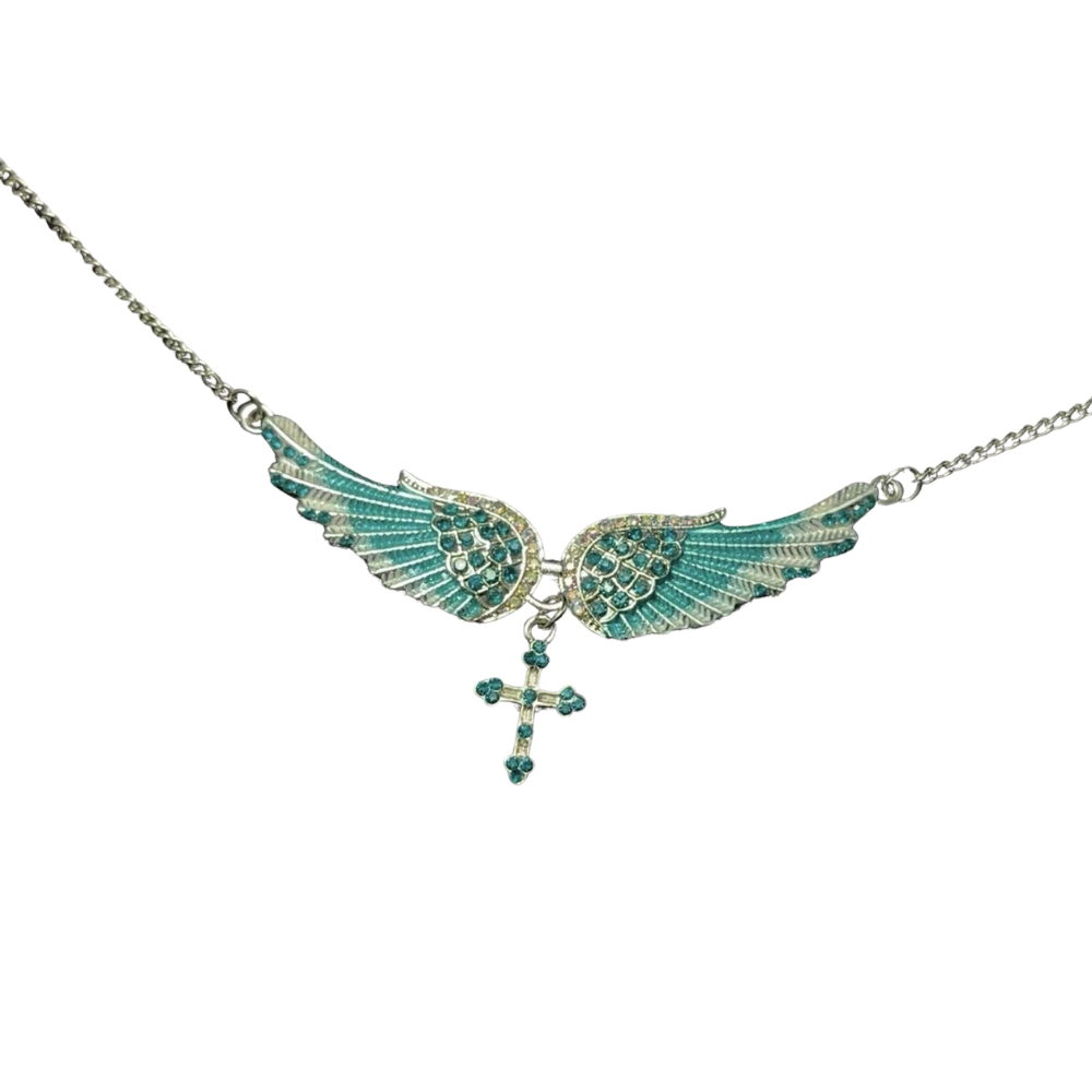 LoopStone Heaven's Wings Pendant – Angel Cross Necklace