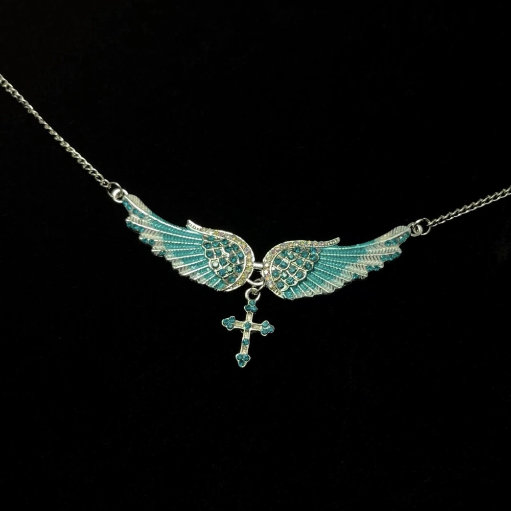 LoopStone Heaven's Wings Pendant – Angel Cross Necklace