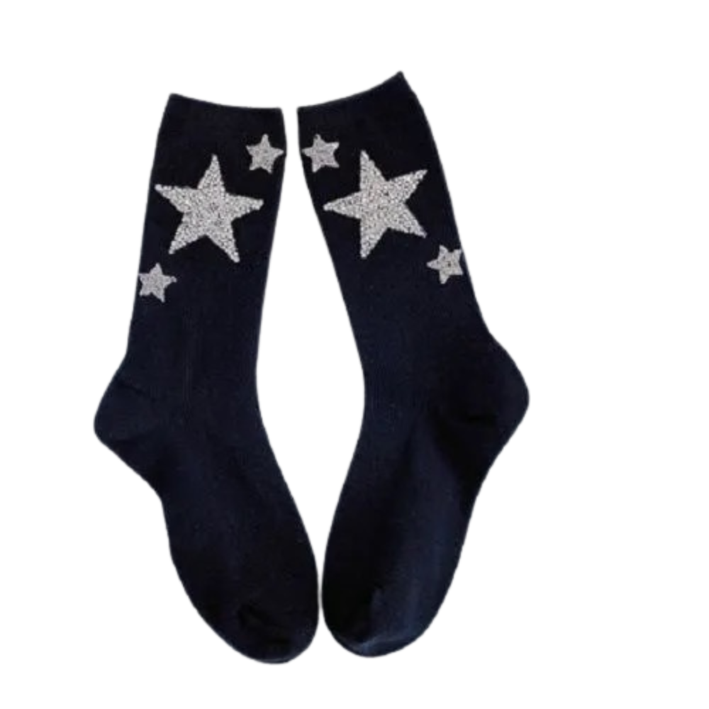 LoopStone Rhinestone White Socks