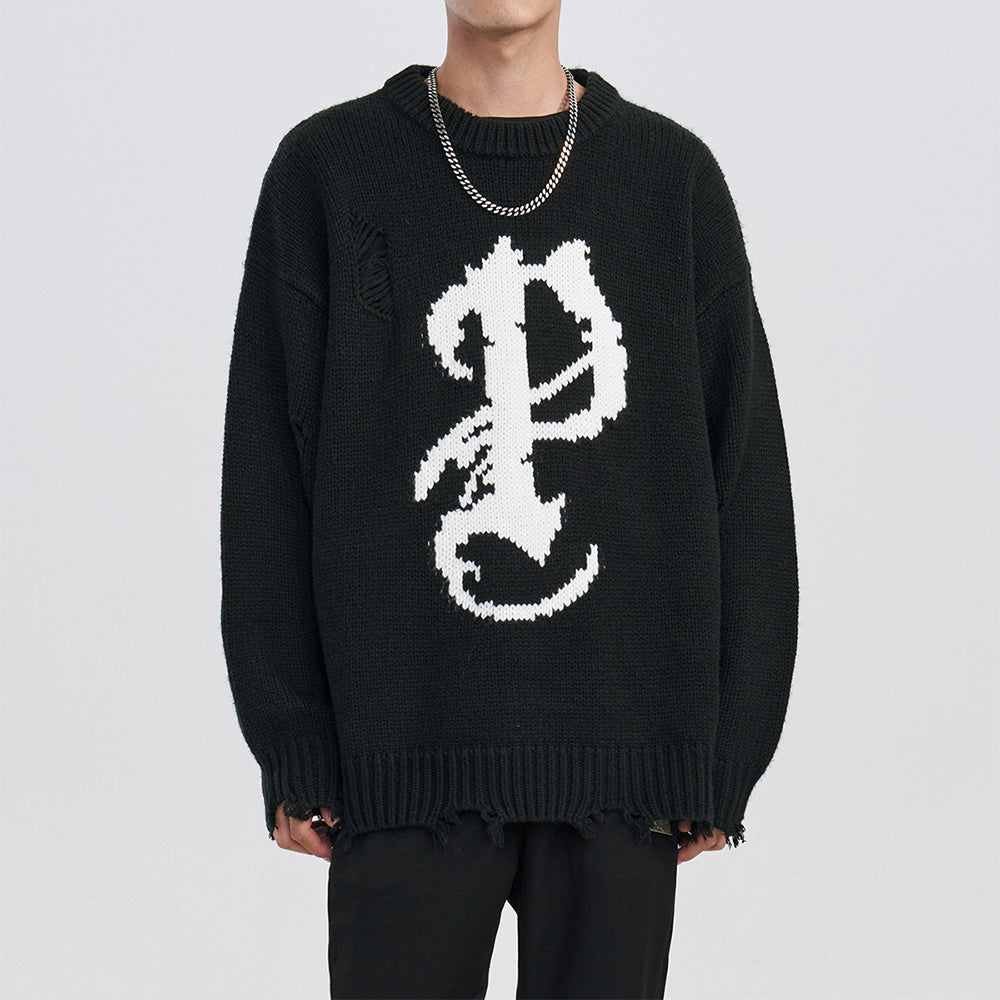 High Street Pattern Distressed Sweater