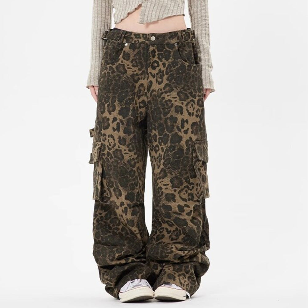 High Street Leopard Cargo Jeans