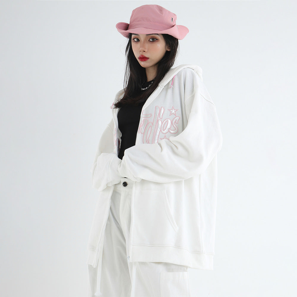 Pink Alphabet Patch Hoodie