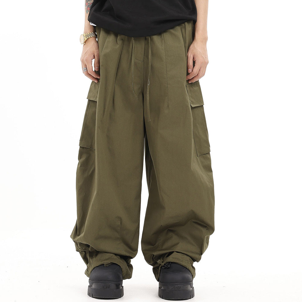 Japanese Solid Color Folded Cargo Pants