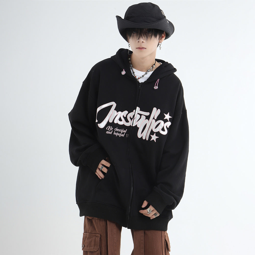 Pink Alphabet Patch Hoodie