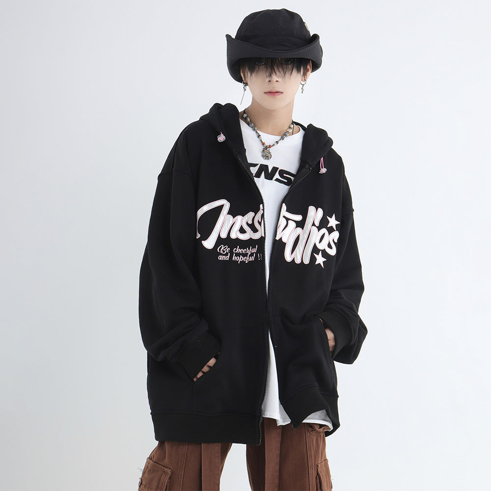 Pink Alphabet Patch Hoodie