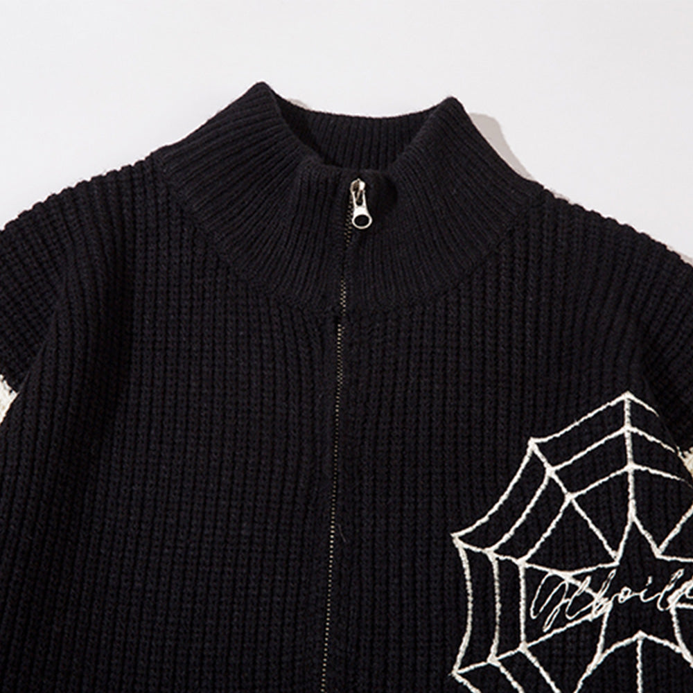 OOC' Spider Web Embroidered Knit Cardigan