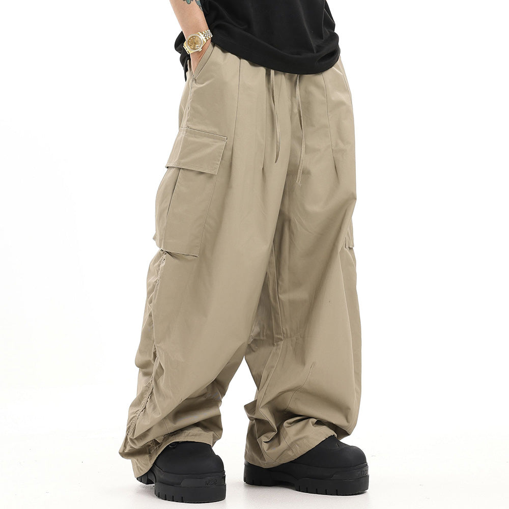 Japanese Solid Color Folded Cargo Pants