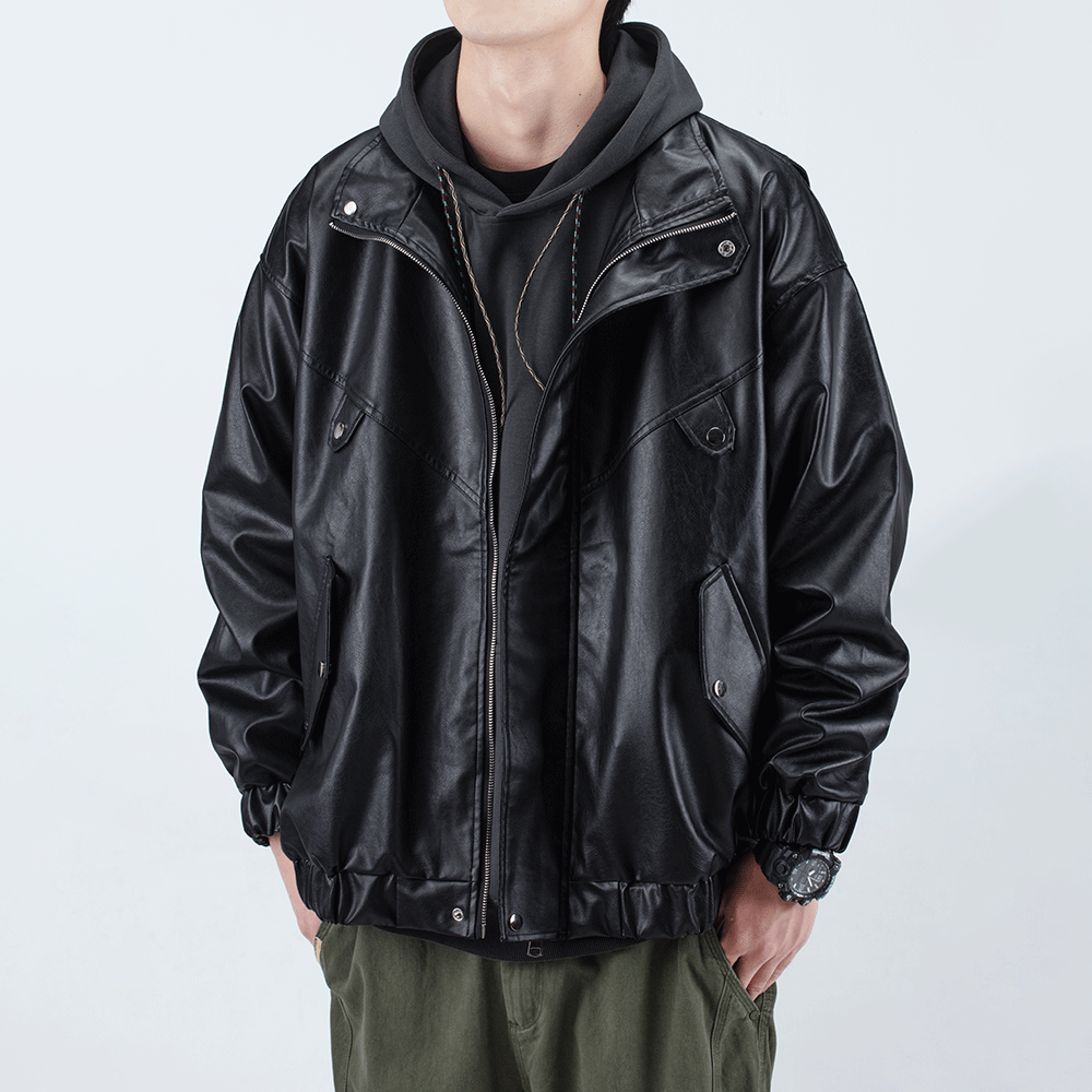 Japanese Solid Color PU Jacket