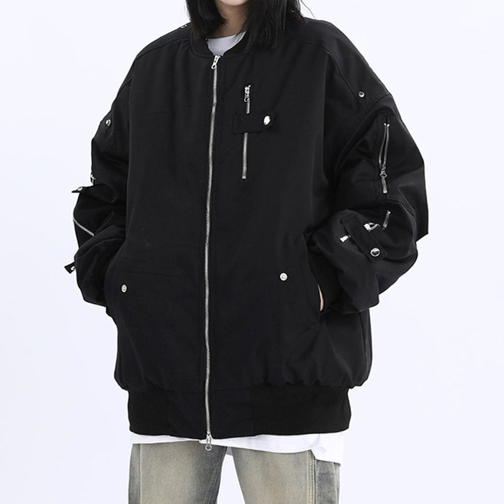 High Street Zippered Multi-Pocket Tech Jacket