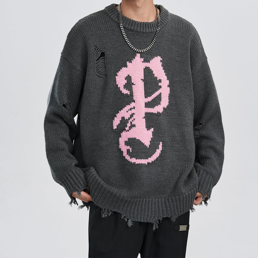 High Street Pattern Distressed Sweater