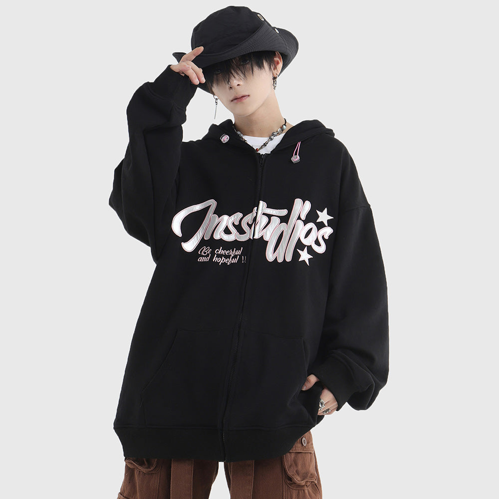 Pink Alphabet Patch Hoodie