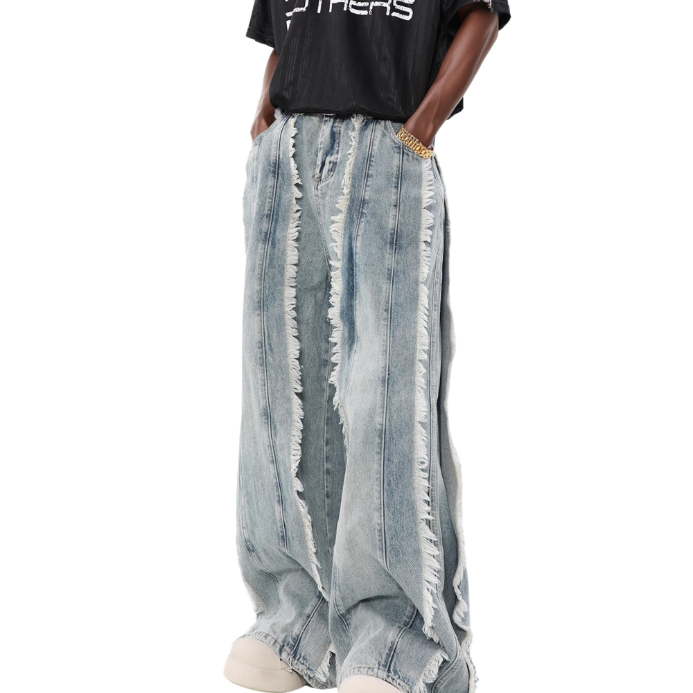 DF Heavy Frayed Floor-Length Jeans