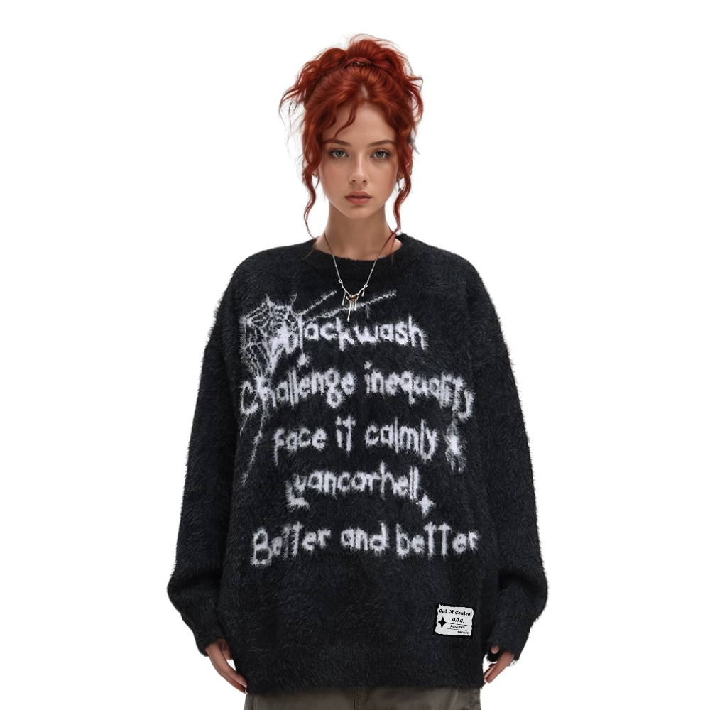 OOC' Casual Spider Lettering Knitted Sweater