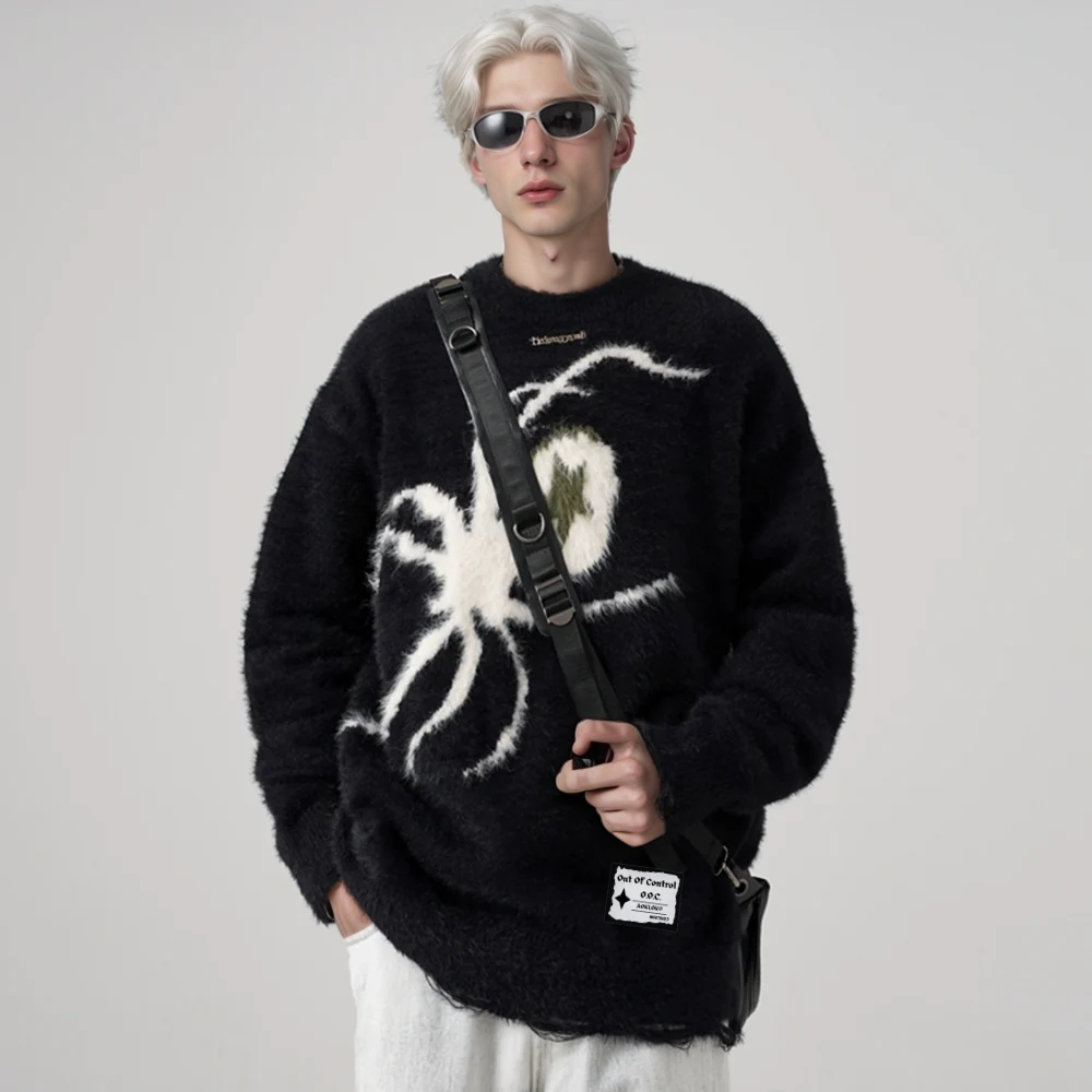OOC' Hip Hop Pentagram Spider Sweater