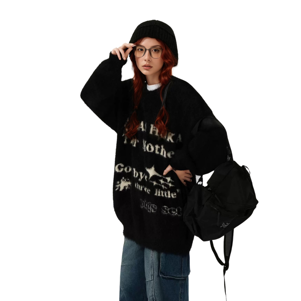 OOC' Vintage Jacquard Mohair Lettering Sweater