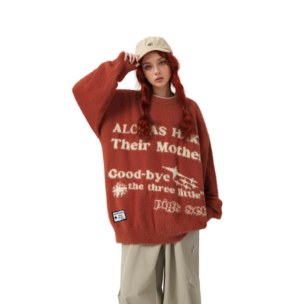 OOC' Vintage Jacquard Mohair Lettering Sweater