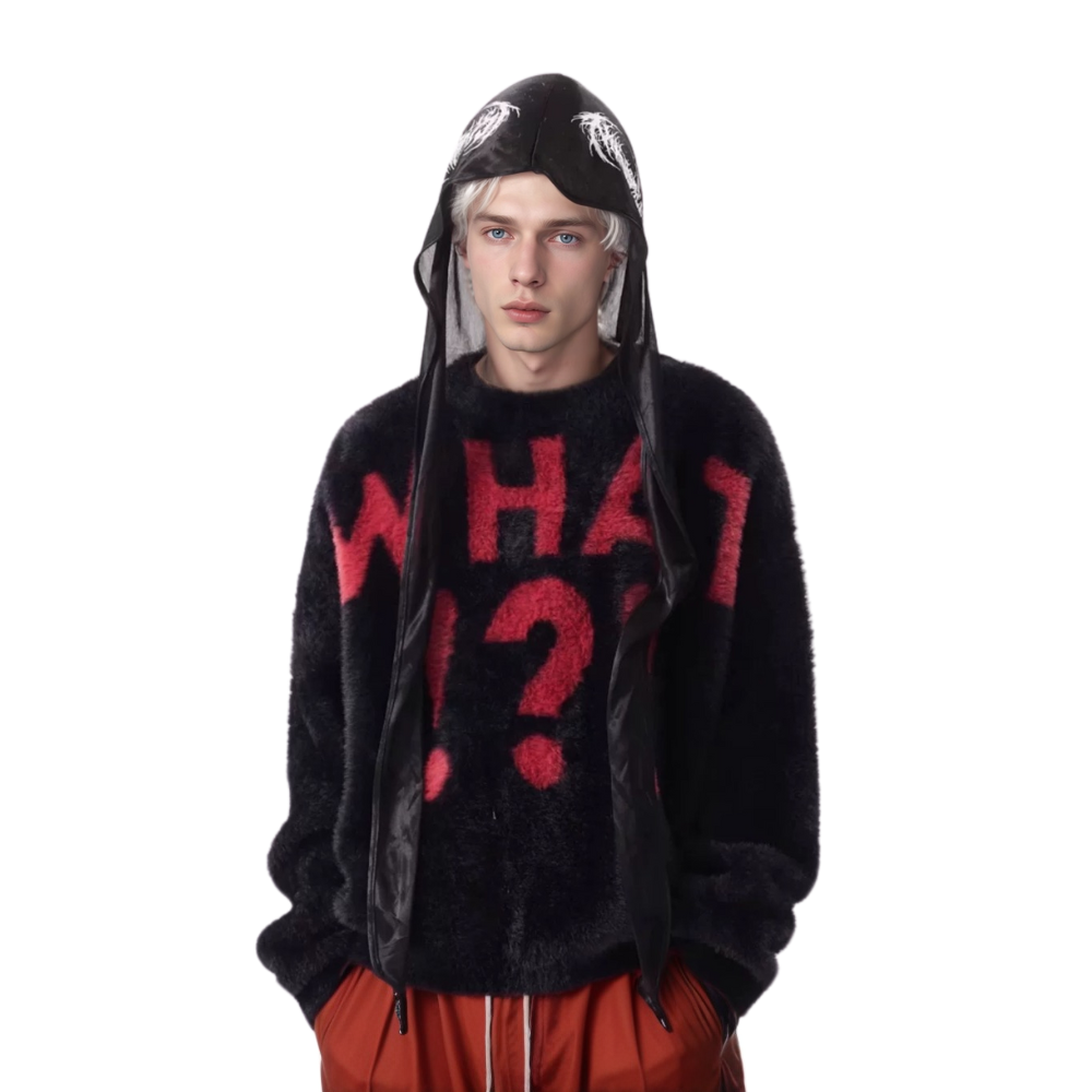 OOC' Vintage Mink Casual Loose Lettering Sweater