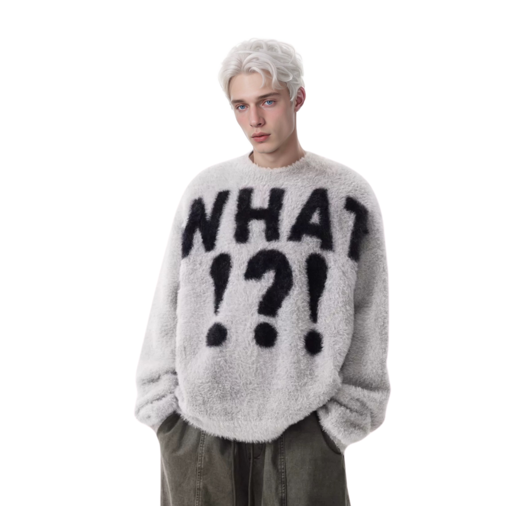 OOC' Vintage Mink Casual Loose Lettering Sweater