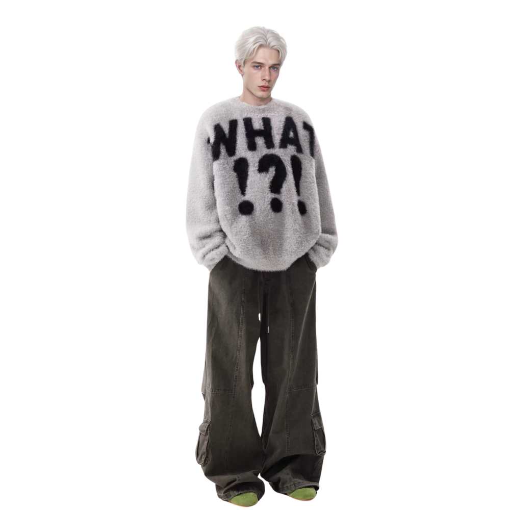 OOC' Vintage Mink Casual Loose Lettering Sweater