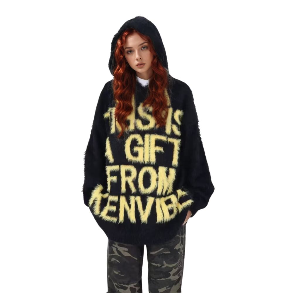 OOC' Vintage Loose Lettering Hooded Sweater