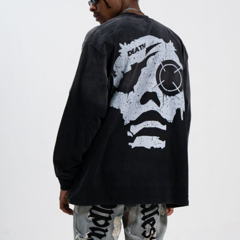 Bullet Hole Skull Print Sweatshirt