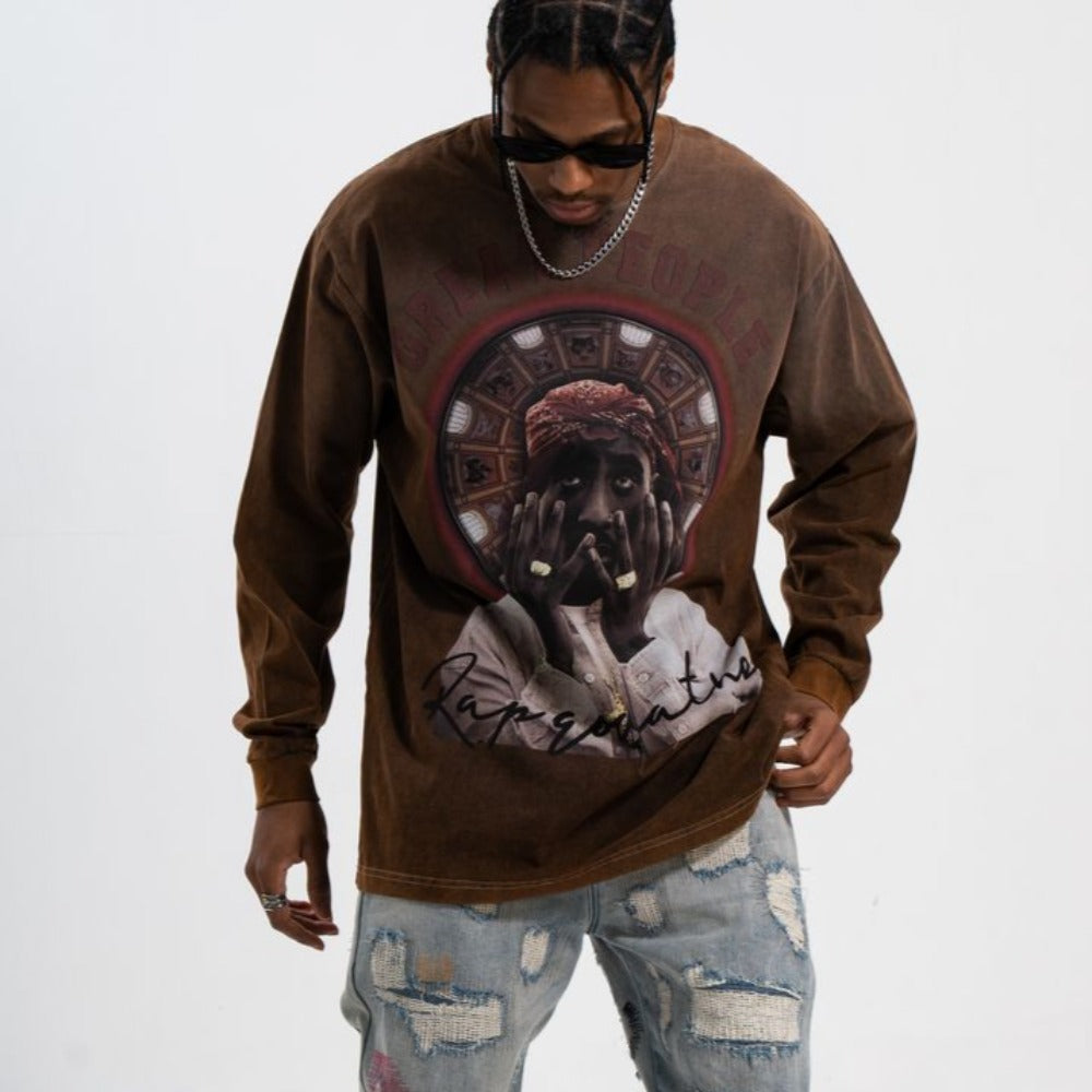 Old School Tupac Print Sweatshirt
