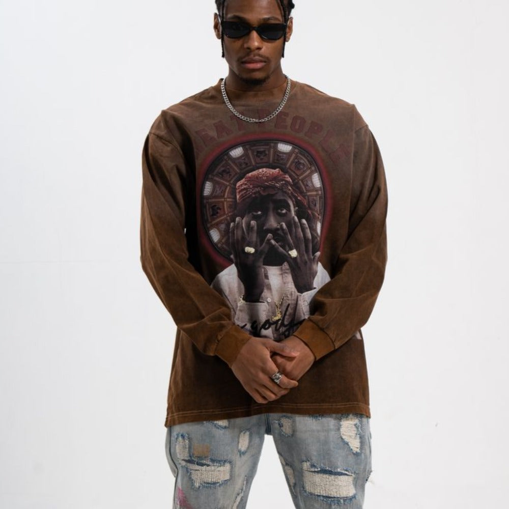Old School Tupac Print Sweatshirt