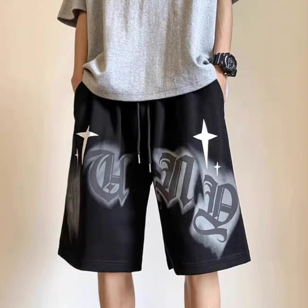 High Street Loose Gothic Letter Shorts
