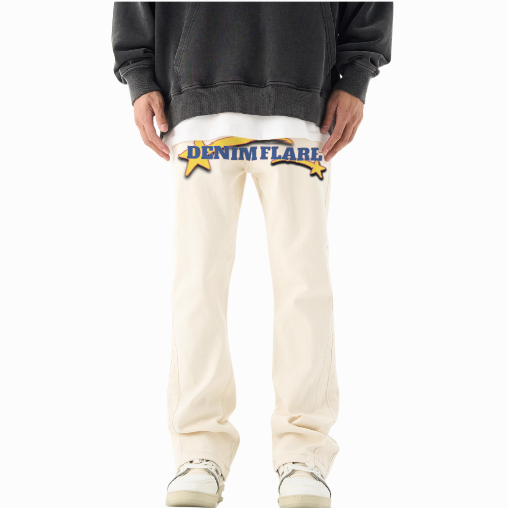 DF| Yellow Star Letter Print Jeans