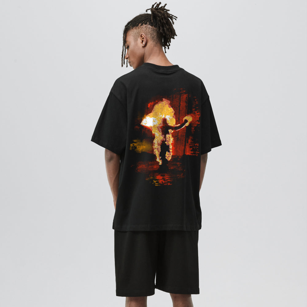 High Street Flaming Man Print T-shirt