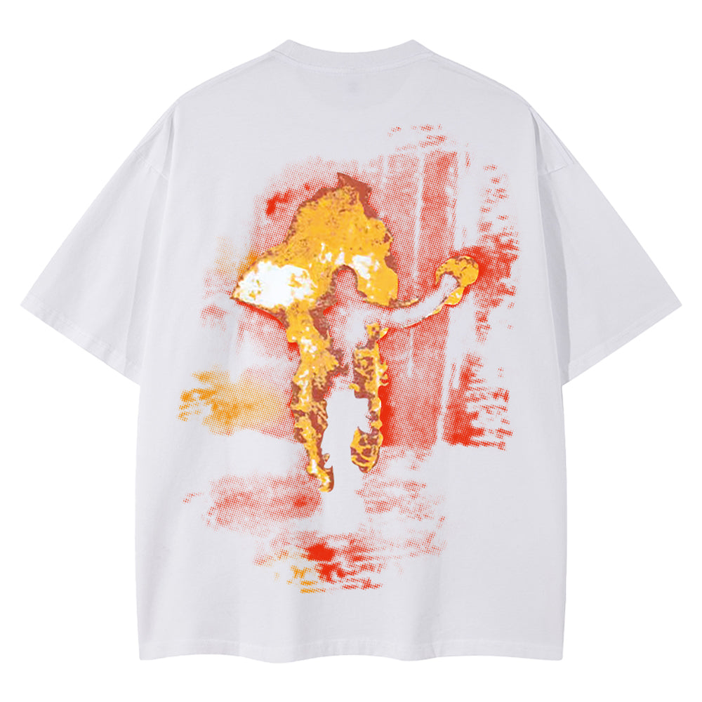 High Street Flaming Man Print T-shirt
